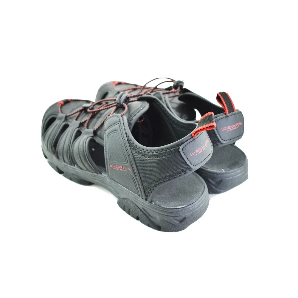 London Fog Dover Mens Black Red Fisherman Sport Sandals Size 11‎ M New